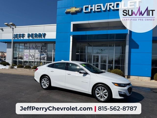 2024 Chevrolet Malibu FWD 1LT in Summit White — front three-quarter view