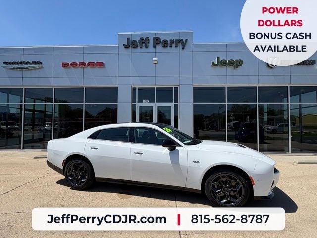 2026 Dodge Charger CHARGER R/T 4-DOOR AWD in White Knuckle Exterior Paint — front three-quarter view