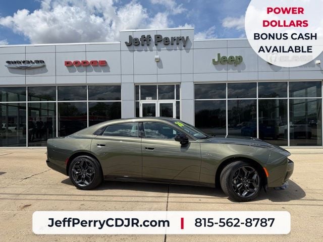 2026 Dodge Charger CHARGER R/T PLUS 4-DOOR AWD in Green Machine Exterior Paint — front three-quarter view