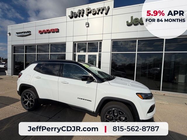 2026 Jeep Compass COMPASS LIMITED 4X4 in Bright White Clear-Coat Exterior Paint — front three-quarter view
