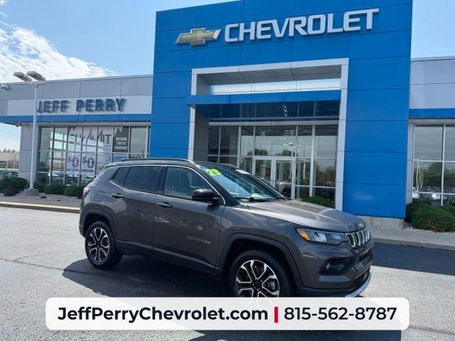 2023 Jeep Compass Limited in Granite Crystal Metallic Clearcoat — front three-quarter view