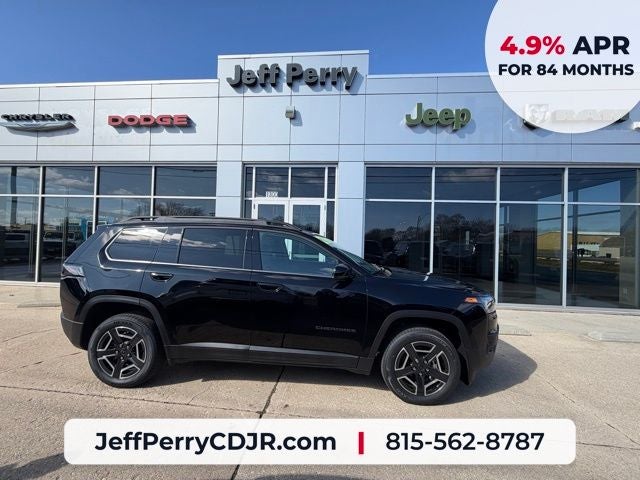 2026 Jeep Cherokee CHEROKEE LIMITED 4X4 in Diamond Black Crystal Pearl-Coat Exterior Paint — front three-quarter view