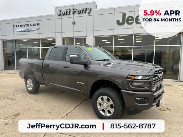 2026 RAM Ram 2500 RAM 2500 BIG HORN CREW CAB 4X4 6'4' BOX in Granite Crystal Metallic Clear-Coat Exterior Paint — front three-quarter view